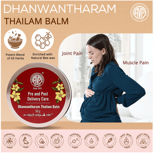 Dhanwantharam Thailam Pain Relief Balm Ideal For Pre Partum And Post Partum Joint Pain, Knee Pain, Muscle Strain, Cramps And Sprains