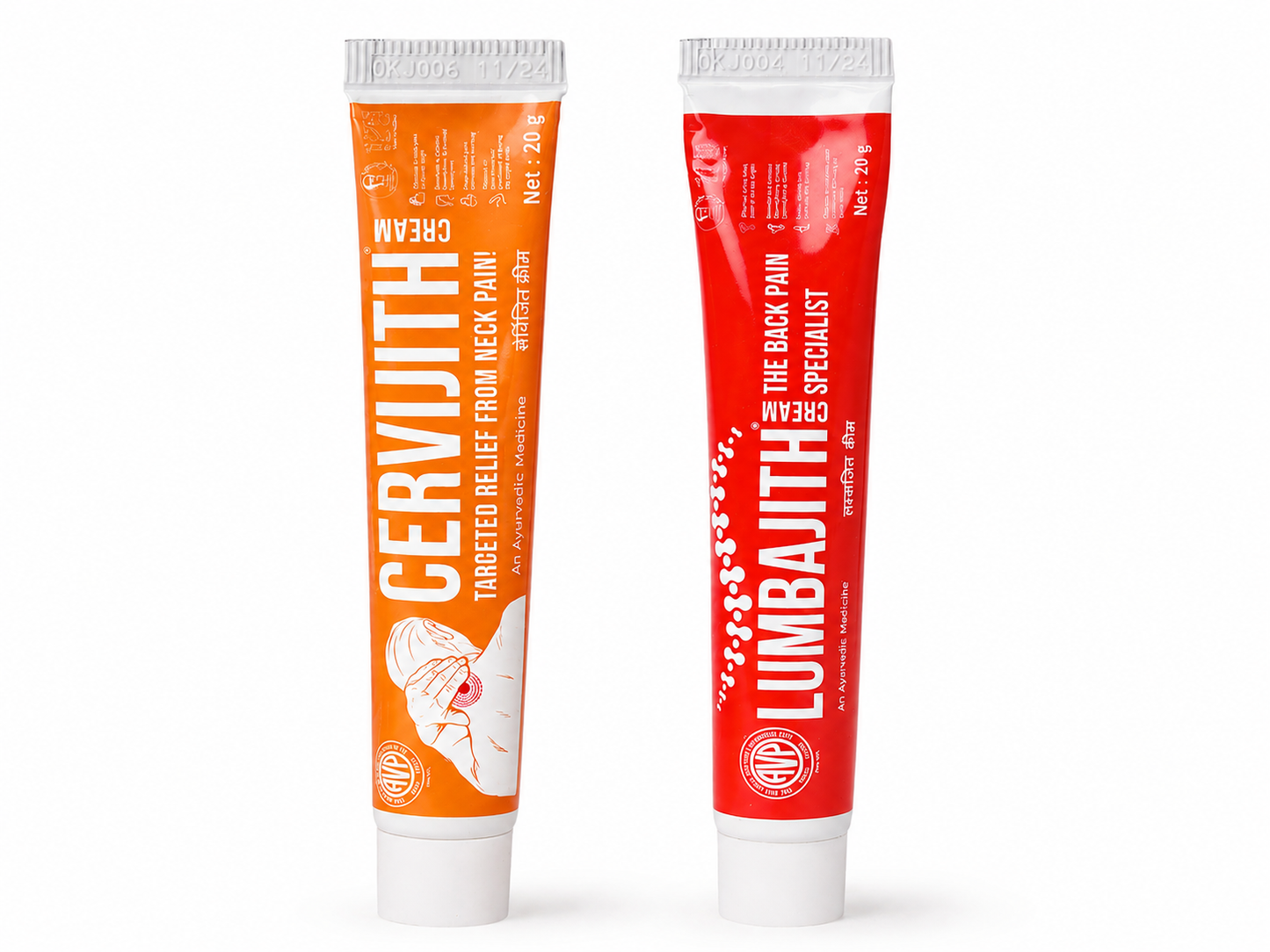 AVP Cervijith & Lumbajith Ayurvedic Cream Combo, 20g Each