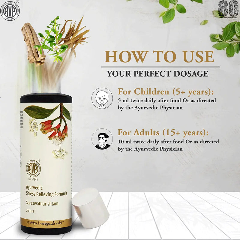 Saraswatharishtam 200 ML | Stress Relief & Emotional Balance | Ashwagandha and Brahmi image 6